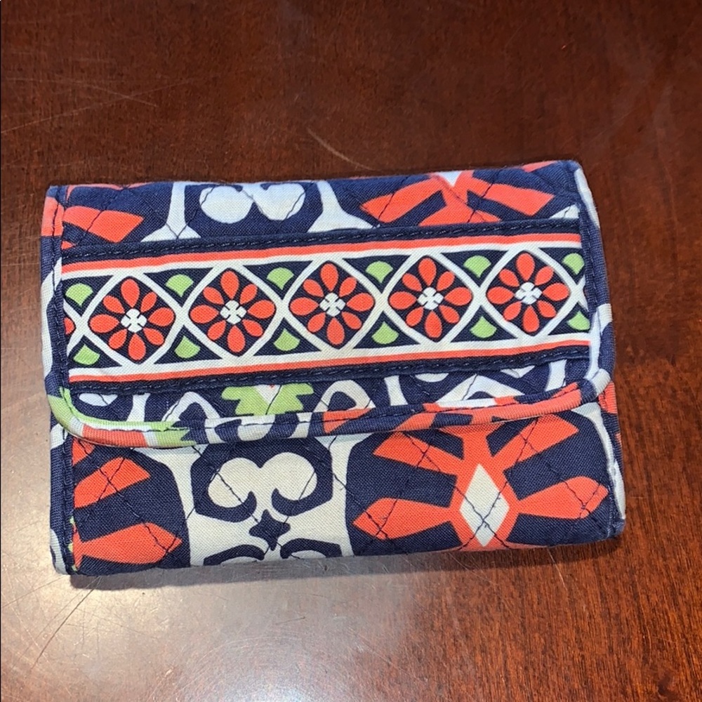 Vera Bradley Sun Valley Navy Orange & White Wallet - Picture 1 of 6